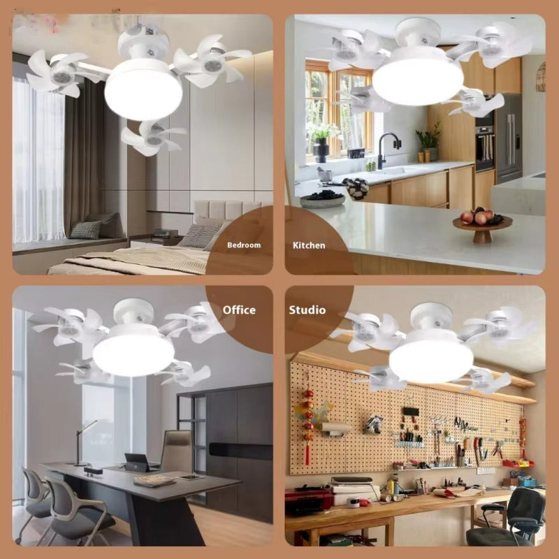 Drone Fan Integrated Light with E27 Screw Creative 3/4/5 Head Remote-Controlled