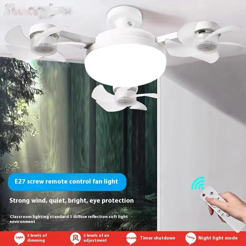 Drone Fan Integrated Light with E27 Screw Creative 3/4/5 Head Remote-Controlled